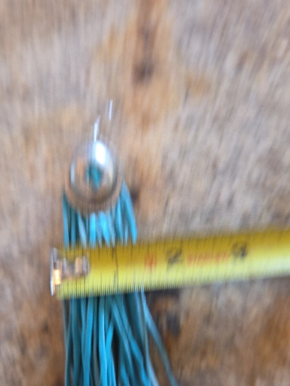 Turquoise Color Fringe Leather Drop Earrings - Unknown Brand-Vintage - Picture 2 of 4